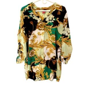 Sunny Leigh Artistic Print Blouse Sz XL, Lux